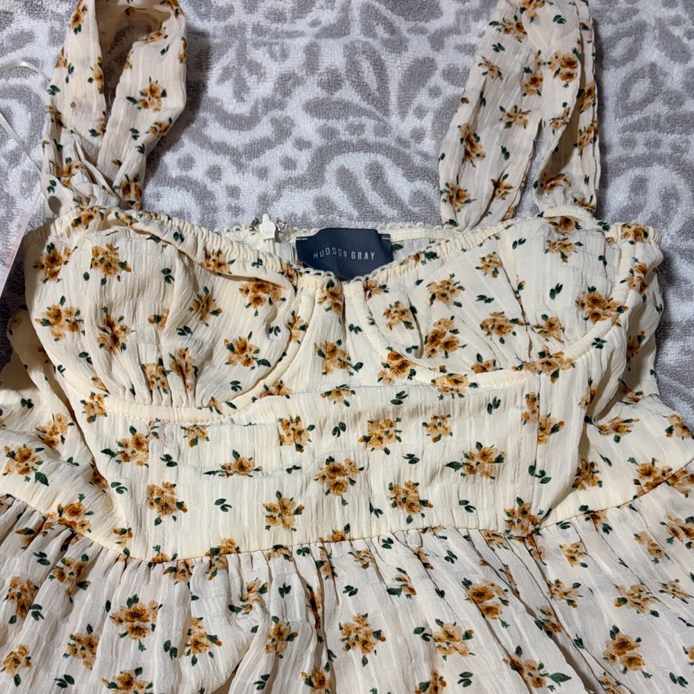 Hudson Gray Floral Maxi Dress - Cream and Yellow